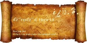 Árpád Henrik névjegykártya